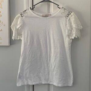 LOFT Lace Flutter Sleeve Shirt size‎ Small romantic bohemian classic summer
